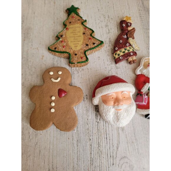 Vintage gingerbread cookie Tree Santa Claus magnet set Xmas decor - Picture 2 of 6